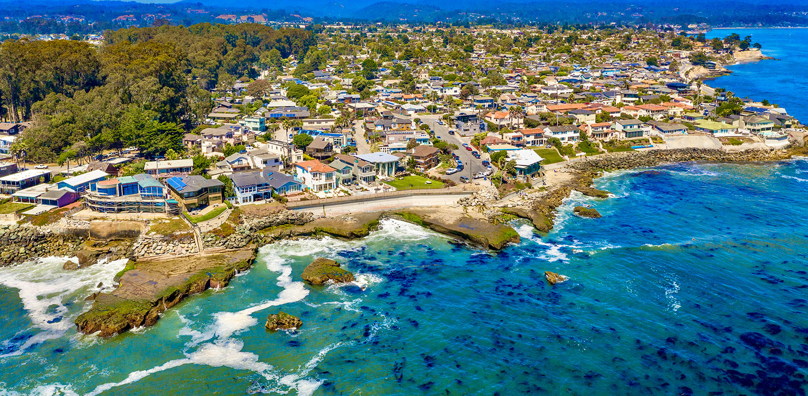 Aerial view of a beautiful vibrant beach